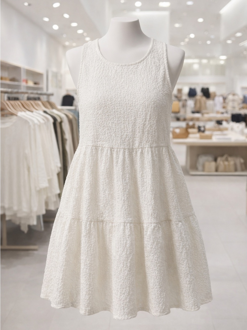 ASOS Maternity Sleeveless Tiered Mini Rumper in White - Picture 1 of 5